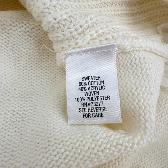 Crofts‎ & Barrow Womens Off White Cream Crew Neck Sweater Neutral Size XL NWT - Picture 4 of 13